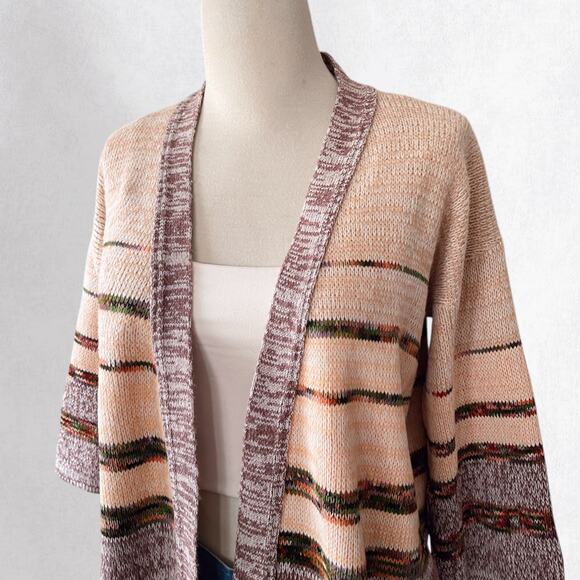 Vtg 70s Boho Cardigan Kimono Sweater Cobincore Southwestern Indie Tribal Cottage - Picture 3 of 7